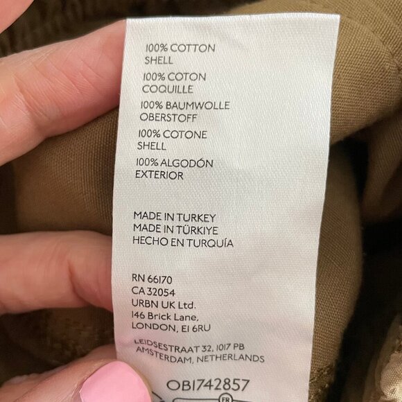 by Anthropologie Casual Hi Rise Barrel Style Cotton Cargo Pants Tan Green Sz 29 - Picture 12 of 14